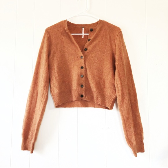 Free People Sweaters - Free People Cashmere Mid Length Cardigan in Rust